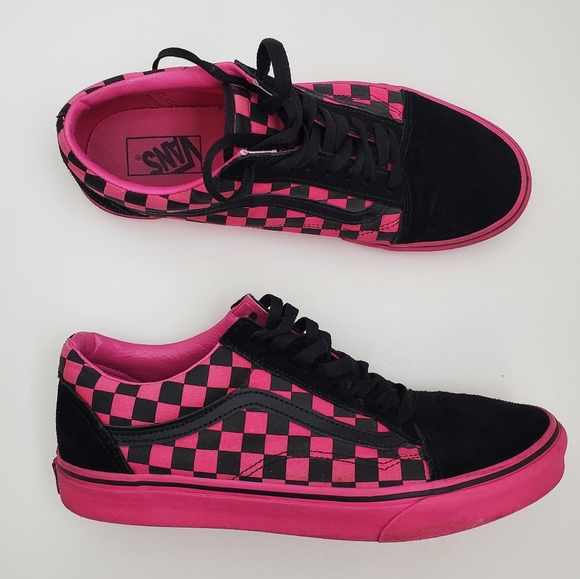 vans shoes pink and black